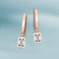 thumbnail image 5 of Diamond Dangle Earring | 6 Carat IGI Certified Emerald Shape Lab Grown Diamond Dangle | 18K in Rose Gold | Zuri Bezel Lab Diamond Earrings | Bezel Setting | FG-VS1-VS2 Quality | Friendly Diamonds, 5 of 6
