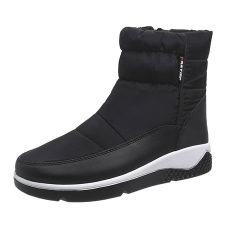 

GNEIKDEING Autumn And Winter Women Snow Boots Thick Bottom Non Slip Round Toe Side Zipper Warm Comfortable Gift on Clearance