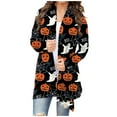 thumbnail image 2 of PENGXIANG Cardigan Décontracté à Fleurs d'Halloween pour Femmes, Veste Manteau Longueur Moyenne Marron XXXXXL, 2 of 6