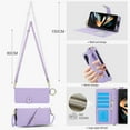 thumbnail image 2 of Dteck for Samsung Galaxy Z Fold 3 Wallet Case with S Pen Holder & Crossbody Lanyard Strap & Wrist Strip, Shockproof Stylish Protective Cover for Galaxy Z Fold 3,Lightpurple, 2 of 9