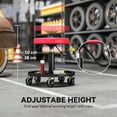 thumbnail image 4 of Rolling Garage Stool, 300 LBS Capacity Padded Mechanic Stool with 2.5" Wheels, Adjustable Height 15" -19.7", Red, 4 of 6