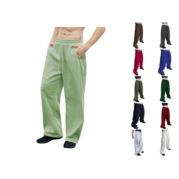 Vrotazzy Men's Casual Pants Loose Fit Straight Leg Trousers with Pockets for Daily Wear and Sports – Comfortable Soft Beltless Waist Men’s Everyday Bottoms,Sizes 2XL