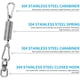 thumbnail image 3 of Gancho de techo, resorte de acero Capacidad de 250 KG Gancho de montaje en pared de techo resistente Acero inoxidable 304 con dos mosquetones para silla colgante Hamaca colgante Xemadio YQ-1633, 3 of 7