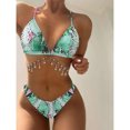 thumbnail image 2 of WREESH Womens Two Piece Swimsuit High Cut Bikini Metal Chain Bikini Set Swimsuit High Waist Bikini Swimsuit Backless Split Swimsuit Suit Beach Bathing Suit Green, 2 of 4