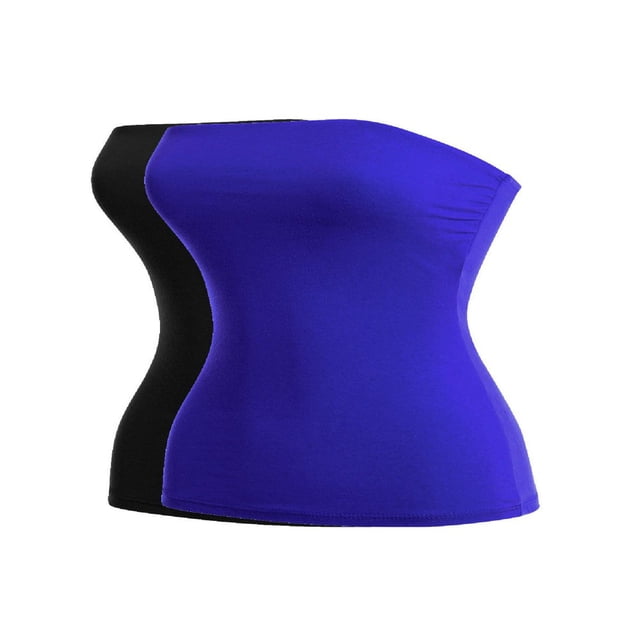 CHUANK Haut Bandeau Long Tube Basique Uni Extensible en Coton pour Femmes, Lot de 2