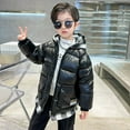 thumbnail image 4 of Popvcly Boys Winter Coats Water-Resistant Windproof Hooded Down Padding Jacket with Plaid Hood 2-11T, 4 of 7