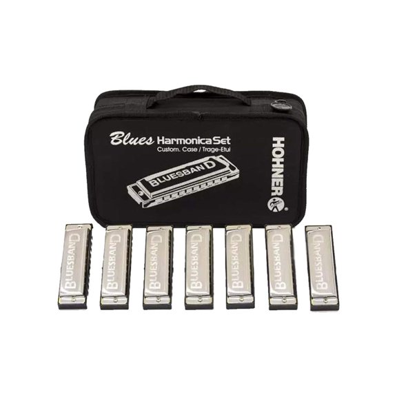 Set de Armónicas Hohner Bluesband de 7 Piezas con Estuche
