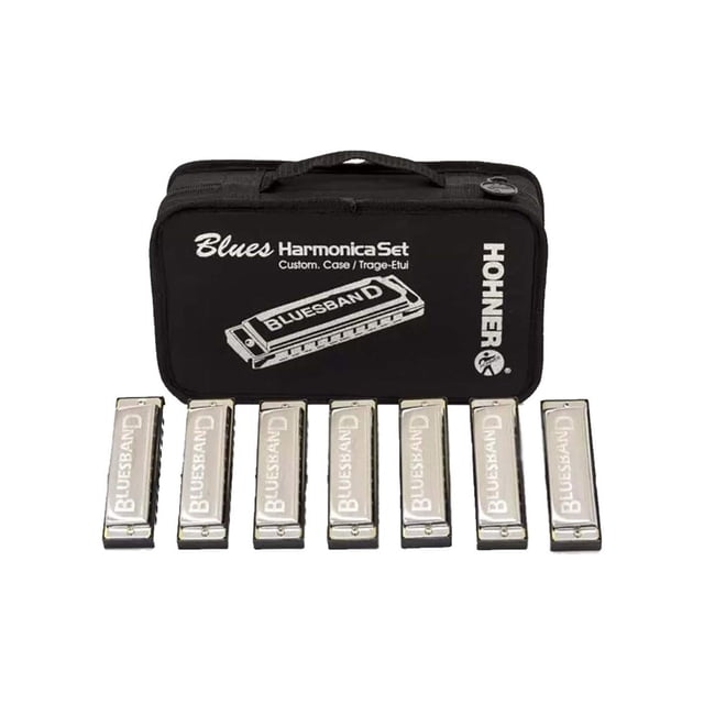 Set de Armónicas Hohner Bluesband de 7 Piezas con Estuche