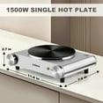 thumbnail image 2 of Cusimax 1500W Electric Hot Plate for Cooking Portable Single Burner Heat-up in Seconds Adjustable Temperature Control Stainless Steel Black, 2 of 6