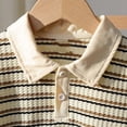 thumbnail image 5 of QUTOAY Toddler Boy Outfits Striped Knit Button Short Sleeve T-Shirt and Shorts Two Piece Playwear for Kids Cute Outfits 02_Khaki,4Y, 5 of 7