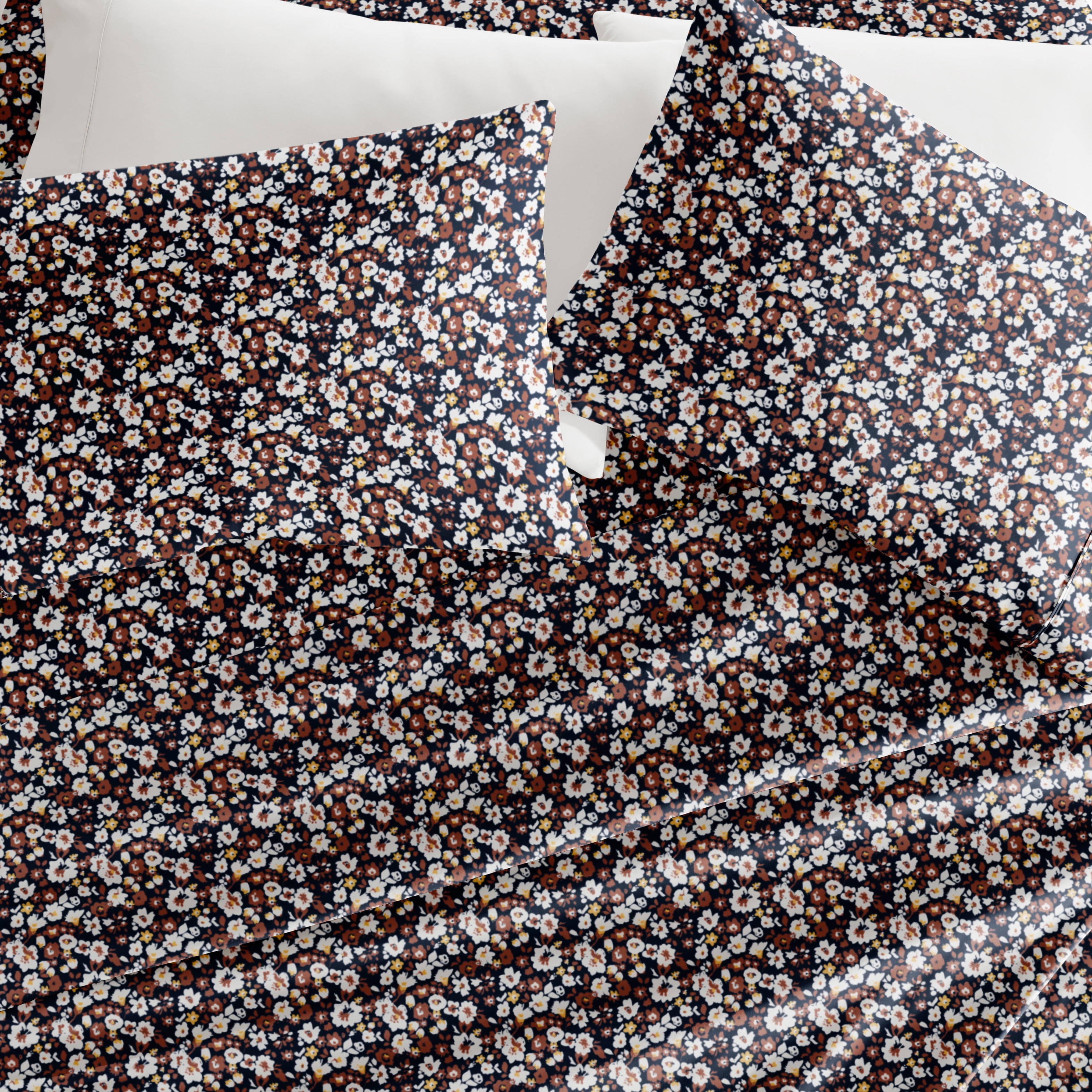 Noble Linens 4 Piece Pattern Microfiber Bed Sheets Set, Floral Dream Terracotta, Twin