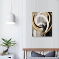 thumbnail image 3 of JEUXUS Black and White Abstract Canvas Wall Art Gold Leaf Wall Decor for Bedroom Grey and Black Abstract Picture Textured Hand-painted for Living Room Office Bathroom Black Art Painting Set, 3 of 4