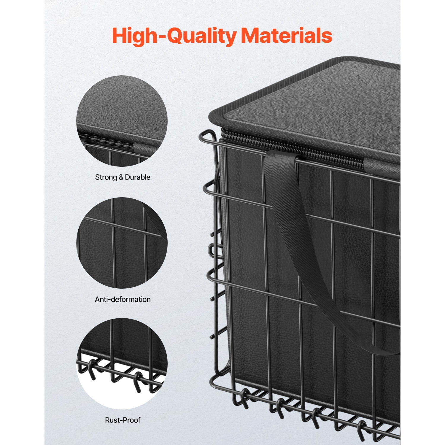 KFFKFF Rear Bike Basket, Foldable Wire Bicycle Basket with Cargo Net, Detachable Liner Bag & Waterproof Cover, Quick Release Design for Adults Carrying Pets, Groceries, and More