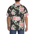 thumbnail image 3 of Rateoe Rose Flowers Pattern Men's Short Sleeve Classic Shirt, Casual Short-Sleeved Shirt, Lightweight Summer Shirt, Cuban Collar Shirt,Button-Front Shirt-X-Large, 3 of 5