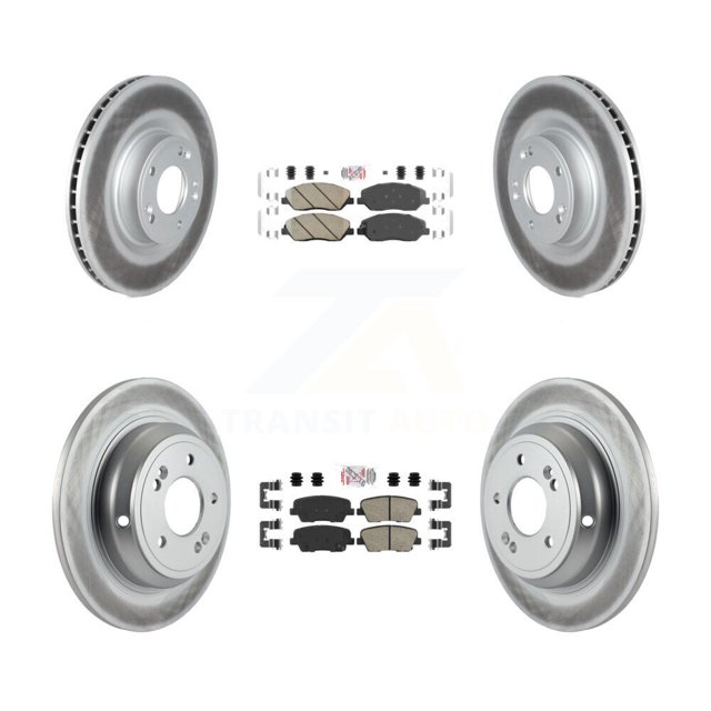 Transit Auto Front Rear Ceramic Pads and Coated Disc Brake Rotors Kit for Car Hyundai Genesis 3.8L KGA-101116