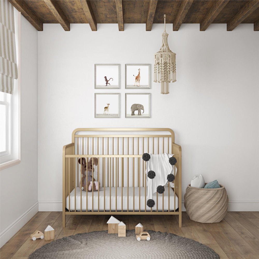 Baby Relax Juniper 4in1 Convertible Metal Crib in Champagne Gold