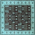 thumbnail image 1 of Ahgly Company Indoor Square Oriental Light Blue Industrial Area Rugs, 7' Square, 1 of 4