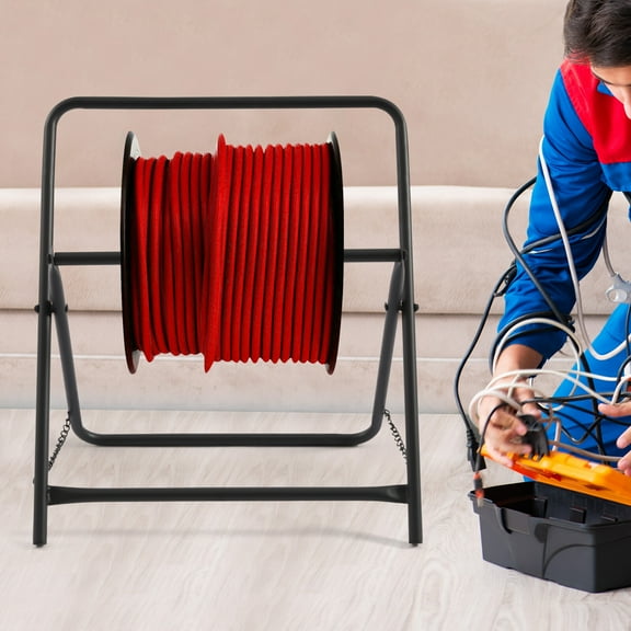 Miumaeov Cable Caddy Spool Reel Wire Holder Folding Single Axle Cable Rack Black 66.14lbs