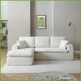 thumbnail image 5 of 102" Modern L-Shape Corduroy Sectional Sofa - Cloud Comfort Living Room Couch, No Assembly Required, Beige, 5 of 7
