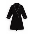 thumbnail image 3 of Forever 21 Piped-Trim Modal Robe, Color-Black, Size-L, 3 of 6