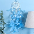 thumbnail image 2 of Lámpara enrollable-atrapasueños con luz nocturna LED, atrapasueños hecho a mano con plumas, colgante de pared, decoración del hogar, lámpara de noche, regalo para niños, dormitorio (azul), 2 of 5