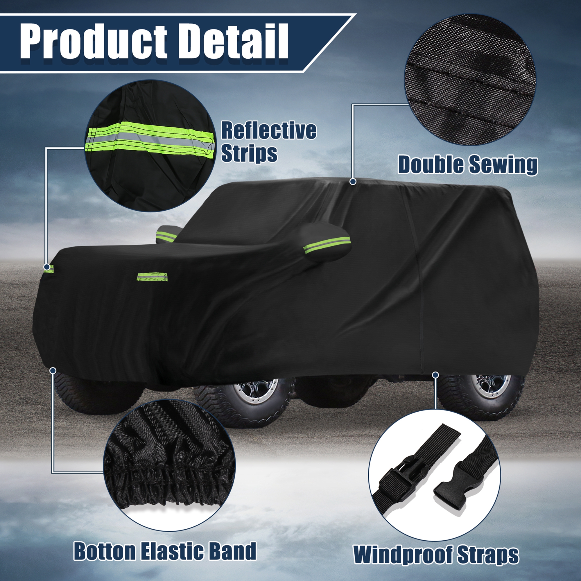 Unique Bargains Waterproof Car Cover 210D Oxford Cloth Black