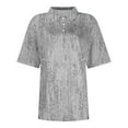 thumbnail image 3 of KDDYLITQ Womens Polo Shirts With Collar Short Sleeve Collared Breathable Lightweight Shirts Wicking Loose Vintage Tees Gray XL, 3 of 4