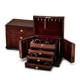 thumbnail image 4 of Luxury Giftware by Jere Matte Cherry Finish Poplar Veneer 3-drawer w/Swing-out Sides Locking Wooden Jewelry Chest, 4 of 5