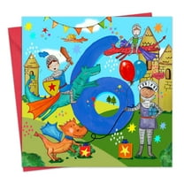 Twizler 6th Birthday Card for Boys - Knights & Dragons - Age 6 Year Old Childrens Happy Birthday Card for Kids