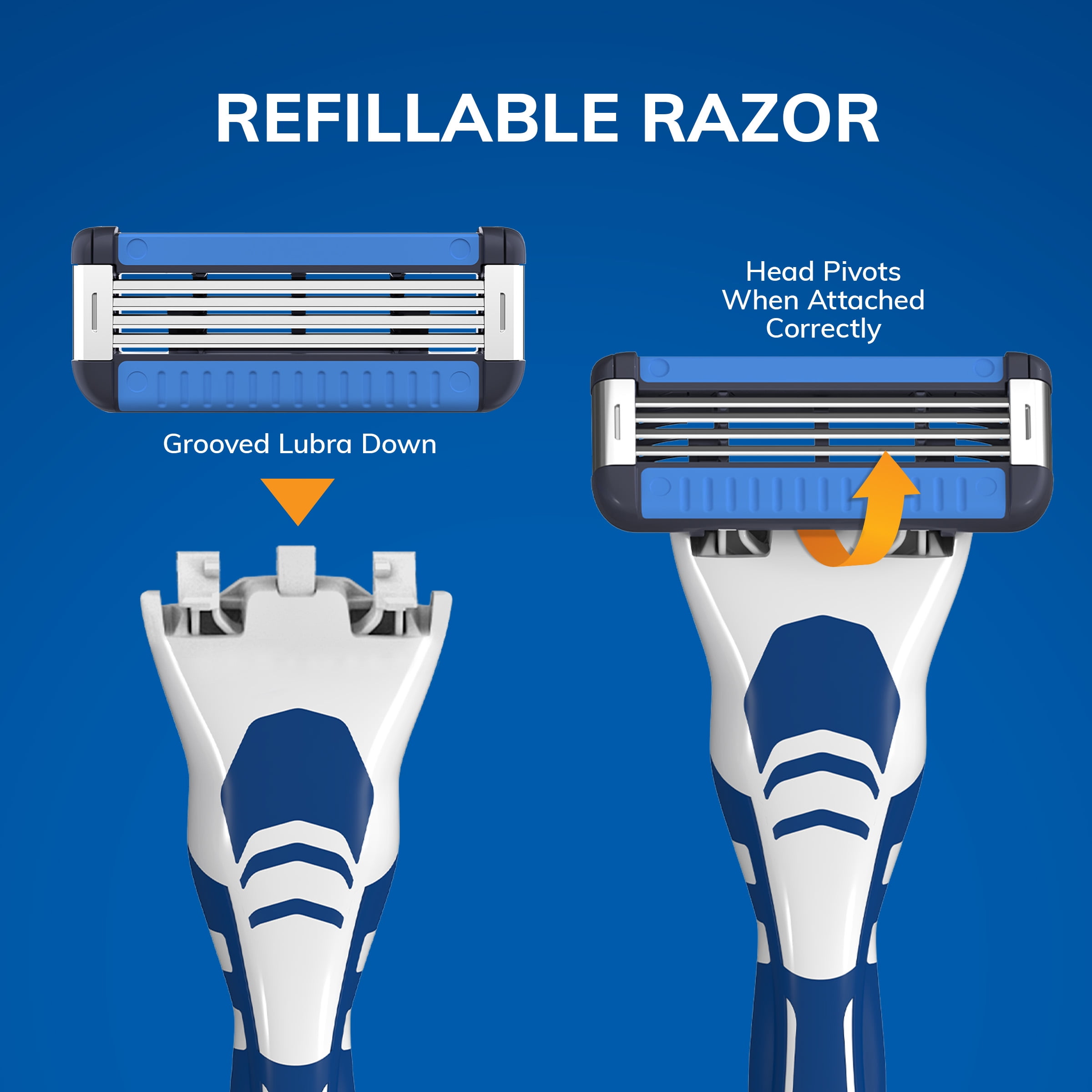 BIC EasyRinse Anti-Clogging Refillable Razors, Men's, 4-Blade, 1 Handle and 9 Refill Cartridges