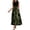 Army Green, variant on Women's Summer Crew Neck Sleeveless Maxi Dress Circle Leaf Print High Waist Drawstring Tier Ruffle Loose Long Casual Skirt with Side Pockets