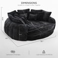 thumbnail image 3 of 81'' Oversized Chenille Upholstered Sofa Bed, Comfy Sleeper Chair Sofa Couch, Boneless Couch with Deep Seat, Large Round Chaise Lounge Chair Indoor, Loveseat Cloud Couches for Living Room (Black), 3 of 9