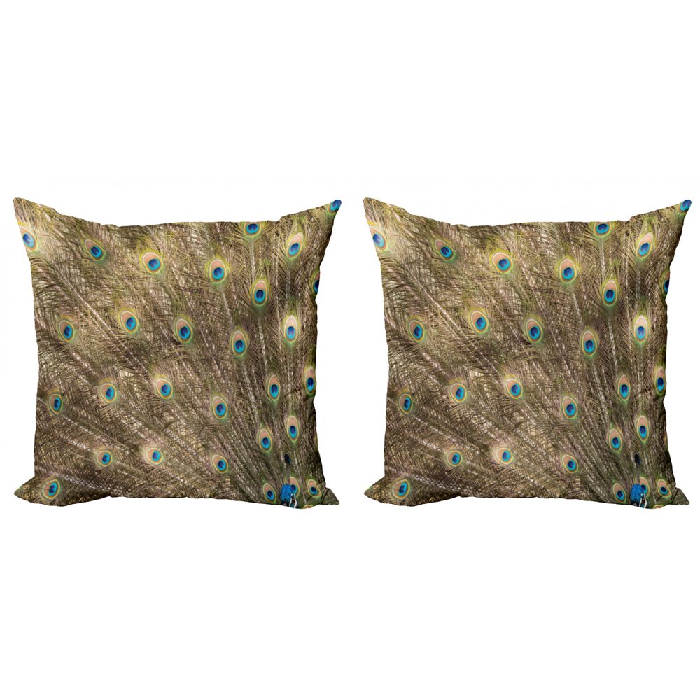 Feather Throw Pillow Cushion Cover Pack of 2, Close up Layout of a