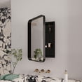 thumbnail image 2 of 16x24 Inch Recessed & Wall Mounted Medicine Cabinet with Mirror Black Metal Framed Bathroom Cabinet with Adjustable Tempered Glass Shelves Fog-Proof & Anti-Corrosion Storage Organizer, 2 of 13