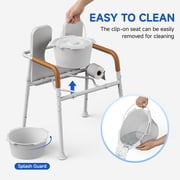 Loyoda Bedside Commode for Seniors with Armrests & Padded Seat, Includes Potty Bucket & Splash Guard, 350 lbs Capacity