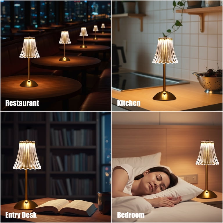 Daybetter Cordless Table Lamp, 12", Brass with Glass Shade photo 7