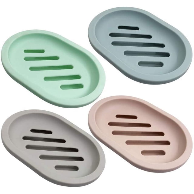 Juego de 4 jaboneras para ducha, soporte para jabonera con desagüe para encimera de baño y ducha, mantiene el jabón seco y limpio.