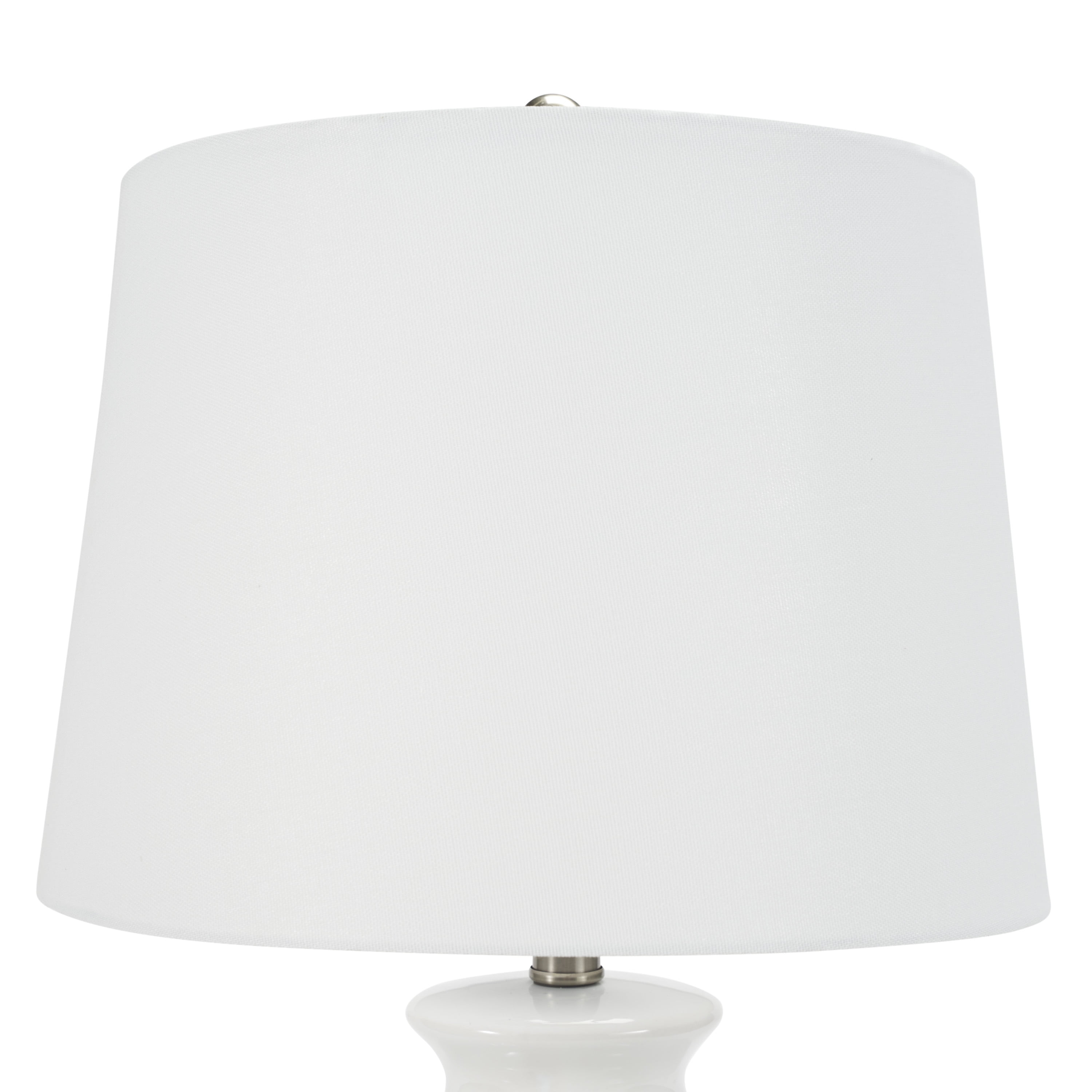 Nourison 26" Coastal Feather Texture Table Lamp for Bedroom, Living Room, Dining Room, End Table, Glossy White