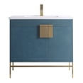 thumbnail image 2 of Fine Fixtures - Modern Blue 36" Bathroom Vanity Set, Satin Brass Hardware, Vitreous China Sink Top, 2 of 4