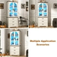thumbnail image 6 of Arched Display Cabinet with 3 Drawers, 75" Tall Curio Cabinet with Glass Doors and RGB LED Lights, Modern Bookshelf Storage Cabinet for Home Office & Studyroom, 6 of 13