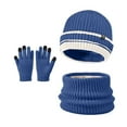 thumbnail image 4 of Wovix Kids Winter Color Block Hat Gloves Scarf Set For Girls Boys Beanie Hats Gloves Knit Set with Thick Warm Fleece Lined For Ages 6-10 Children Warm Soft For Daily Three Pieces, 4 of 4