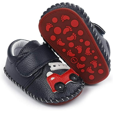

Baby Boys Girls Pu Leather Hard Bottom Walking Sneakers Toddler Rubber Sole First Walkers Infant Cartoon Slippers Crib Shoes