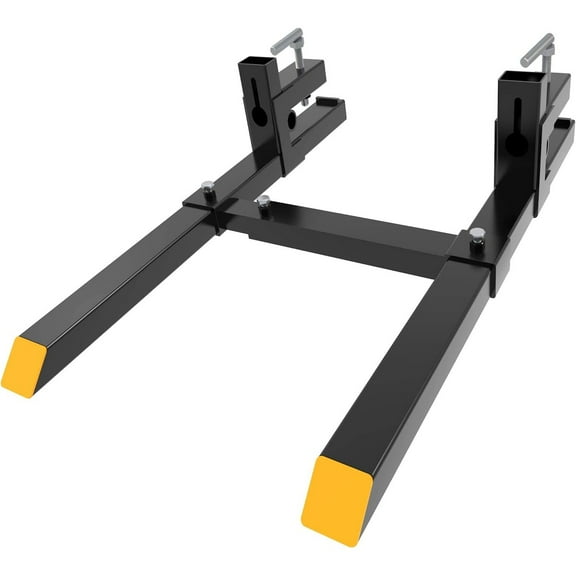 CSPP Clamp On Pallet Forks, 60 Inch, 4000 lbs, Heavy Duty, Adjustable Stabilizer Bar