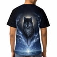 thumbnail image 5 of LAOLIUSN Men's 3D Wolf Graphic T-Shirt, All Over Print Animal Tee, Mystical Galaxy Wolf Short Sleeve Crew Neck Shirt, M, 5 of 7