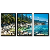 IDEA4WALL 3 Piece Framed Canvas Wall Art for Living Room, Bedroom Lake Tahoe Canvas Prints for Modern Home Decoration Ready to Hang