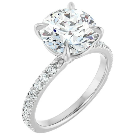 Mirabelle Lab Diamond Engagement Ring Solitaire Accented Round