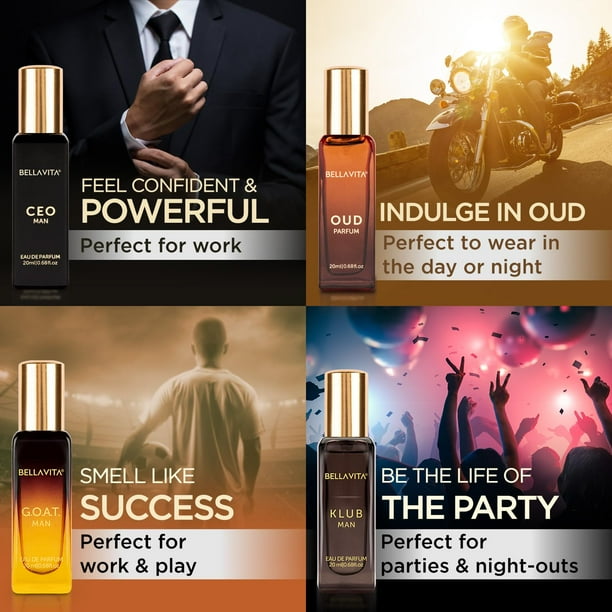 Bella Vita Luxury Man Perfume Gift Set 4 x 20 ml for Men with KLUB