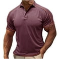 thumbnail image 2 of WREESH Men's Summer Short Sleeve Henley Loose Solid Color Button Pocket Casual Top Wine, 2 of 7