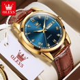 thumbnail image 2 of OLEVS Original Men's Quartz Watch Leather Strap Diamond Design Fashion Simplicity Business Wrist Watch for Men Auto Date Clock, 2 of 2