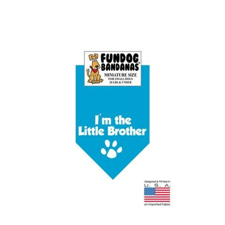 Dog Bandana Small MINI Fun Dog Bandana - I'm the Little Brother - Miniature Size for Small Dogs under 20 lbs, turquoise pet scarf ()